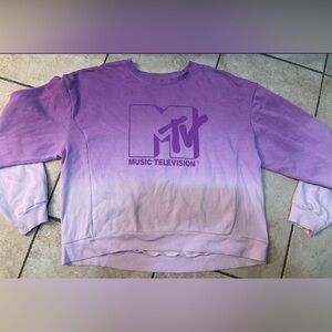 Women’s Purple MTV Cropped Crew Sweatshirt size Large XL